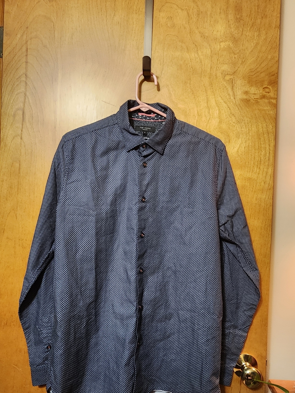 Ted Baker London Men's Size 4 Slim Fit Long Sleeve Button Down Shirt Navy